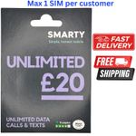 1 x NEW Smarty sim card, Pay & Go - 4G, 5G Smart Phones and Tablets