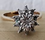 Vintage 9ct Gold Illusion Set Diamond Cluster Ring - Size M - London 1977