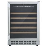 Cookology Wine Cooler 54 Bottle Wooden Shelves 60cm - Stainless Steel CWC600SS