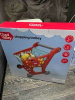 Chad Valley Red Shopping Trolley Pretend Play Set + 7pc Food Age 3-4
