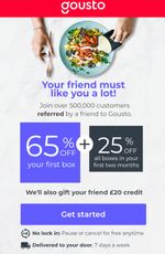 Gousto Food Box Delivery Discount Coupon Code Referral 65% Off UK- FRANC44913684