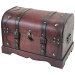 HMF Wooden Treasure Chest, Large Box with 40 cm, Cambodia, Brown/Red