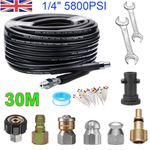 30M High Pressure Drain Jet Washer Hose Drain Pipe Sewer Jetter Kit for Karcher