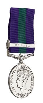 Full Size Replica GENERAL SERVICE MEDAL. Malaya Clasp. George VI. Silver. GSM