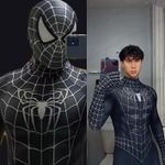 Mens Black Spiderman Costume Halloween Cosplay Jumpsuit Spandex Bodysuit Gifts