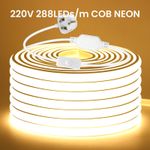 220V COB Neon LED Strip Lights UK Plug In Flexible Tape Rope Light Outdoor IP67
