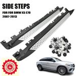 For BMW X5 E70 2007-2013 Side Steps Running Board Aluminium Silver Foot Rails UK