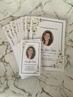 Funeral Order of Service Booklets, Laminated Memory Cards