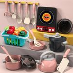 28Pcs Kids Play Kitchen Toy Childrens Cooking Utensils Pans Pots Accessories Set