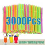 100 Neon Straws Flexible Bendy Birthday Party Plastics Drinking Straws