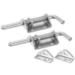 2Pcs 10x135mm Stainless Steel Spring Loaded Gate Latch Pin with Keeper (Silver)