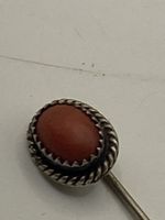 CABOCHON  CORAL AND SILVER STICK PIN (346) SALE