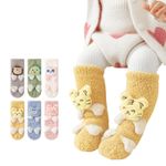 Babies Kids Boys Socks Soft Fluffy Leg Warm Slipper Bed Sock with Grips Winter