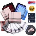 Men's Handkerchiefs - 12 Pack Large Cotton Hankies, Premium Soft Gents Hankies