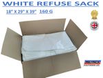 X50 White Heavy Duty 160G Refuse Sacks Bin Bags, 18" x 29" x 39", UK SELLER