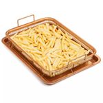2 Pcs Copper Crisper Non-Stick Oven Mesh Baking Tray Chips Crisp Basket Tool