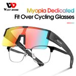 WEST BIKING Photochromic Myopia Dedicated Fit Over Cycling Sunglasses Black