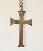 Scratch-Built Cut Brass Sheet Cross on Chain Hand Engraved 'QE2 Chief Engineer'