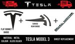 TESLA MODEL 3 - GLOSS BLACK FRONT & REAR BADGE SET Includes Dual Motor Badge