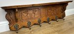Coat Rack Vintage French Carved Oak Wall Mounted 6 Hooks Rack Hanger LOT 6227