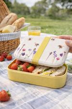 Bee/Lavender Lunch Box Floral Bento Box Food Storage Rubber Band 19cm Picnic Box