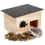 Wooden Hedgehog House 2 Chambers Rainproof Hibernation Shelter Predator Proof