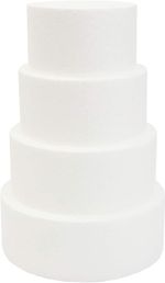 4 Tier Round Foam Cake Dummy Set 5 6 7 8 Inch Polystyrene Display