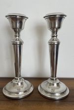 PAIR STERLING SILVER CANDLESTICKS BIRMINGHAM 1966