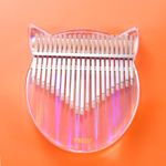Kalimba Thumb Piano 21 Keys Cute Cat Acrylic Clear Transparent Keyboard