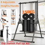 Adjustable Power Tower Station with 8Level Pull Up Bar Home Gym Strength Workout