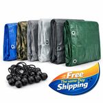 Tarpaulin Heavy Duty to Regular Waterproof Cover Tarp Ground Sheet +10bungeeBall