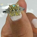2.3ct Radiant Cut Yellow Sapphire Trilogy Engagement Ring 14k White Gold Finish