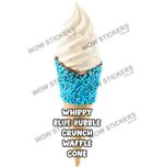 Ice cream van sticker Blue Bubble Crunch Whippy Waffle Cone