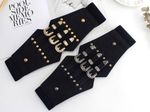 Womens Punk band Waist Belt Ladies Retro Wide Buckle Elastic Stretch Wrap Strap