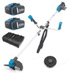 Hyundai Cordless 2 in 1 Brushcutter Grass Trimmer 2 x 4ah Battery Powered 40v