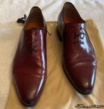 Santoni Burgundy Leather Oxford Dress Shoes Lace-Up Almond Toe UK 11 F 8498