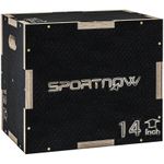 SPORTNOW 3-in-1 Anti-Slip Pylometric Jump Box, Wooden Pylo Box for Home Gym