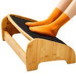 HUANUO Bamboo Under Desk Footrest, Ergonomic Foot Rest with 4 Height Options ...