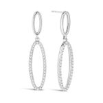 Wallace Bishop 925 Silver Natural Diamond Oval Hoop Drop Earrings