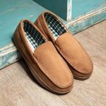The Slipper Company Mens Slippers Tan Adults Moccasin Slip On SIZE