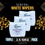 TRIPLE PACK - 3 x 10kg General White All-Purpose Cleaning Rags Wiping Cloths