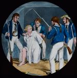 ANTIQUE Magic Lantern Slide MAN CAPTURED BY ROYAL NAVY SAILORS C1890 DRAWING
