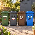 4PCS Bin Stickers Dustbin Decals Happy Face Art Wheelie Bin Fun Waterproof PVC