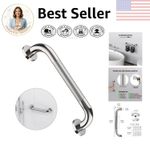 Elegant 12 Inch Anti-Slip Shower Grab Bar - Chrome Stainless Steel Safety Handle
