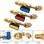 R410A R22 Angled Shut Off Ball Valve 1/4 SAE AC Refrigerant Charging Adapter