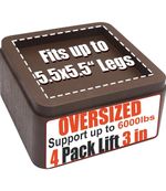 Furniture Risers 4 Pack 3in Lift Stackable Non-Slip Heavy Duty ABS Brown 6000lbs