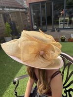 Ladies Cream And Pink  Hat Wedding Mother of the Bride Race's Ascot 