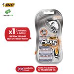 BIC Flex 5 Hybrid Men’s Razor, 5 Blade, Aloe Strip, Swivel Head Precision