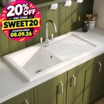 Reginox Traditional Kitchen Sink Ceramic 1 Bowl Reversible Drainer Waste RL304CW