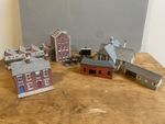 3x well-built Metcalfe Model sets + Signalbox + coal bunker with box + station